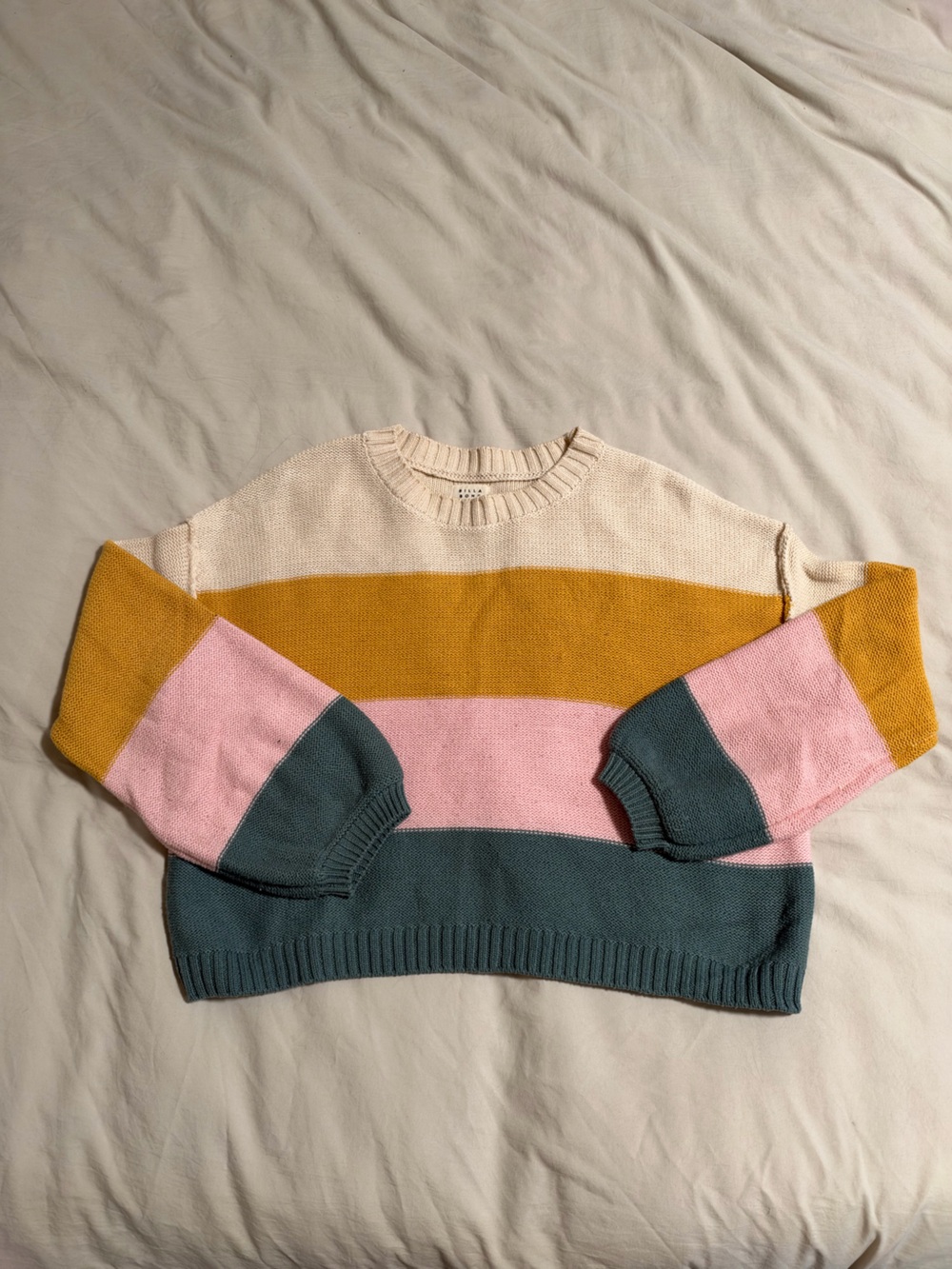 Billabong x The Salty Blonde - Striped Colorblock Crewneck Sweater - Size Small